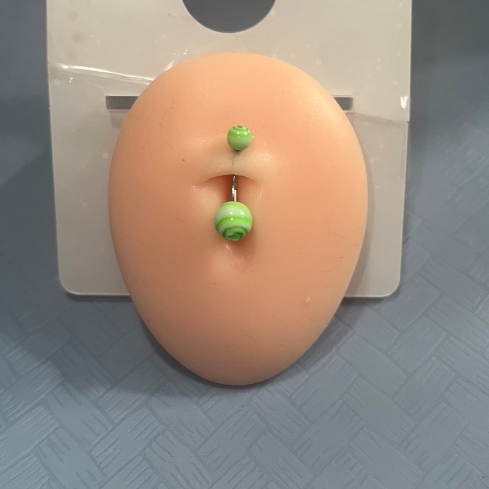 Bellybutton ring green spiral